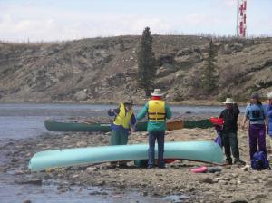 Wild Cat, ductaping Deb and Jame's canoe.