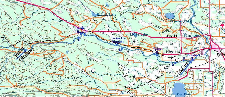 anotated map, Hornburg to Rocky Mtn House.