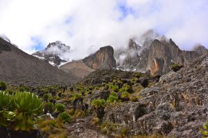 Looking back: we came down from the peak on the far left