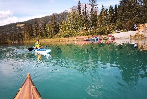 Bow river looking up stream to the canoe rental place