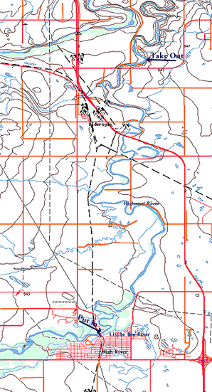 Map Highwoood River: High level to take out.