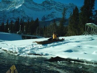 Trying to slide into the lake...