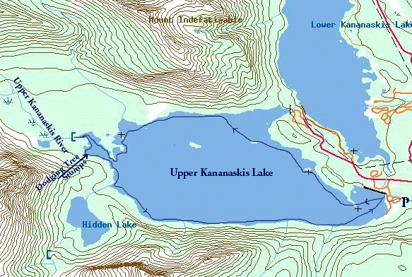 Map of Upper kananaskis lake