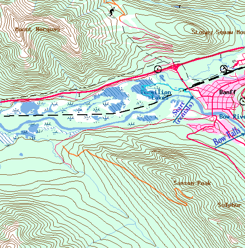 Map of Vermilion Lakes